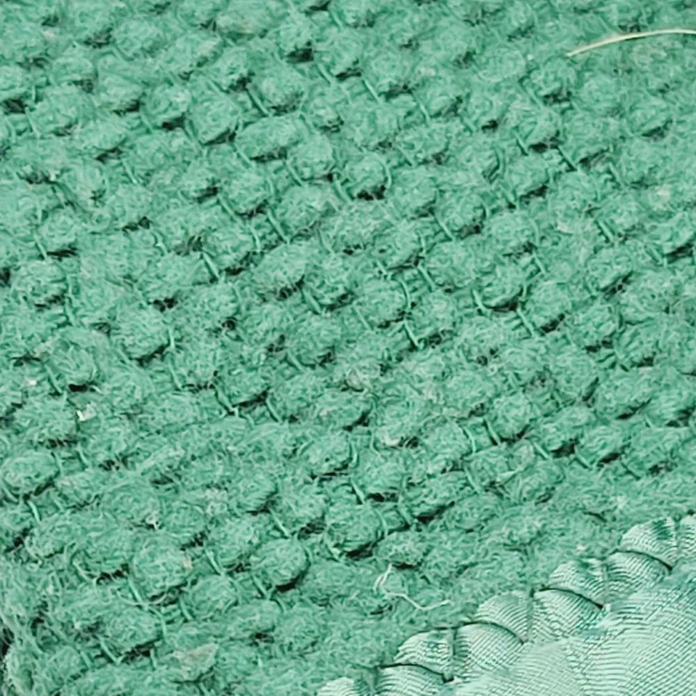 VTG Hunter Green QUEEN Waffle Weave Blanket Satin Trim On 4 Sides LOOSE CORNER